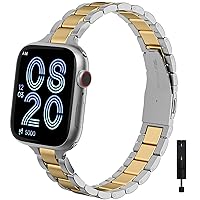 Compatible with Apple Watch Band 38mm 40mm 41mm 42mm 44mm 45mm 49mm, Metal Stainless Steel Adjustable Replacement Watchband Strap Compatible with iWatch SE Ultra Series 9 8 7 6 5 4 3 2 1