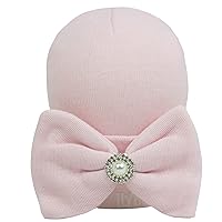 Melondipity's Newborn Girl Pink Bow Pearl Vintage Nursery Hospital Hat -Pink