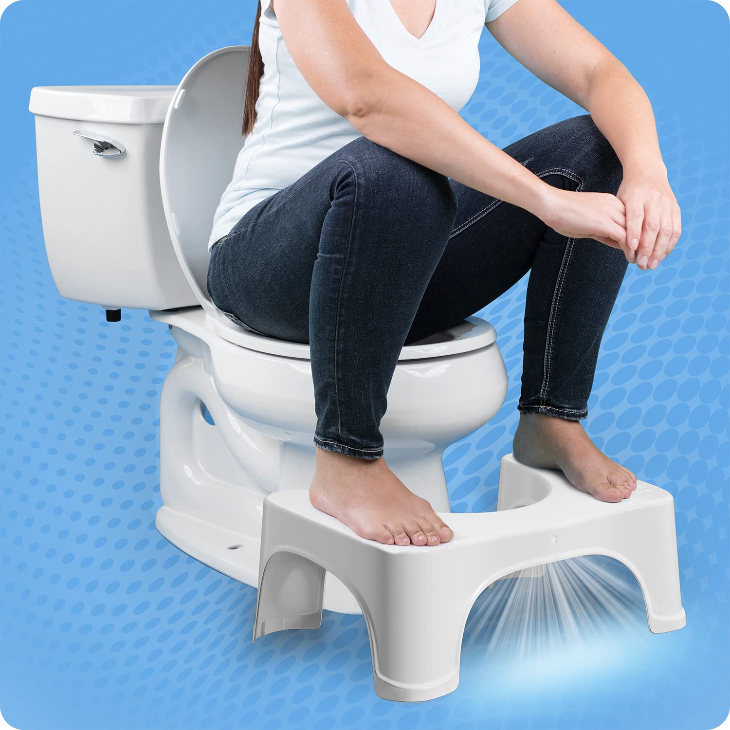 Squatty Potty Moonlight Toilet Stool with Motion & Light Activated Night Light, White 7 Inch