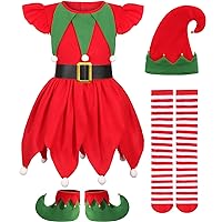 Elf Costume for Girls Kids Elf Dress Christmas Outfit
