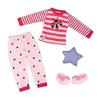 Glitter Girls - Ladybug Shimmer Pajama Top & Pant Regular Outfit - 14-inch Doll Clothes & Accessories Toys, 36 months to 144 months