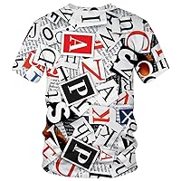 Novelty Men's Letters Printed T-Shirt Funny Graffiti Graphic Tee Shirt