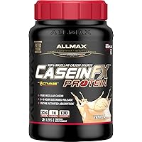 ALLMAX Casein-FX Protein, Vanilla - 2 lb - 25 Grams of Slow-Release Protein Per Scoop - Low Carb & Zero Added Sugar - Approx. 27 Servings