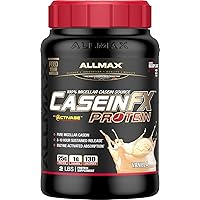 ALLMAX CASEIN-FX Protein, Vanilla - 2 lb - 25 Grams of Slow-Release Protein Per Scoop - Low Carb & Zero Added Sugar - Approx. 27 Servings