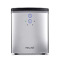 Newair Portable Countertop Ice Maker, Silver | 33 lbs. Of Ice A Day, Ice Cubes Ready In 8 Minutes With 2 Ice Bullet Sizes | Ideal For Home, Office, Bar, RV NIM033SS00
