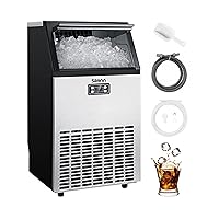 Silonn Commercial Ice Maker Machine, Creates 100lbs in 24H, 33lbs Ice Storage Capacity, Stainless Steel Freestanding Ice Maker with Auto Self-Cleaning for Home Office Bar Parties (SLIM11)