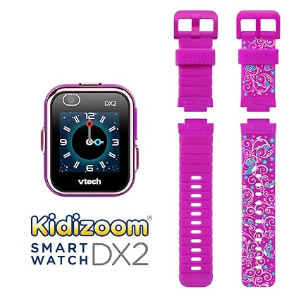 VTech KidiZoom Smartwatch DX2, Special Edition Floral Birds with Bonus, Pedometer, Vivid Violet Wristband