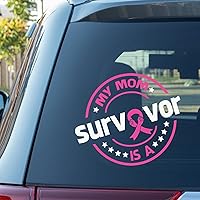 Guangpat My Mom Is A Survivor Car Window Stickers Breast Cancer Ribbon Heal Car Decal Window Decal Fighte Cancer Awareness Warrior Vinyl Decal for Car Truck Bumper Window Laptop Gift to Mom Women