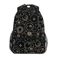 ALAZA Sun Moon Stars Space Backpack Purse with Multiple Pockets Name Card Personalized Travel Laptop School Book Bag, Size M/16.9 in