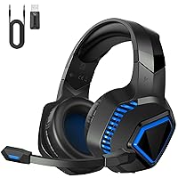 Wireless Gaming Headsets for PS5, PS4, Mac, Switch, PC, 2.4GHz Wireless Gaming Headphones, Bluetooth 5.2, Adjustable Noise Canceling Microphone, 3.5MM Wired Mode for Xbox Series(Blue)