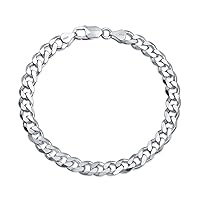 Bling Jewelry Men's Big Thick Solid Heavy Braid Rope Wheat or Miami Cuban Curb Link Bracelet Unisex Plus Size .925 Sterling Silver Made In Italy 8 8.5 9 Inch