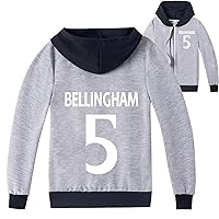 Boy Girls Jude Bellingham Hooded Long Sleeve Jacket Casual Hoodie Novelty Zipper Coat for Fall Winter