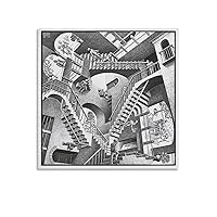M.C. Escher Relativity Abstract Surrealism Vintage Posters Canvas Painting Decor Wall Print Photo Gifts Home Modern Decorative Posters 20x20inch(50x50cm)