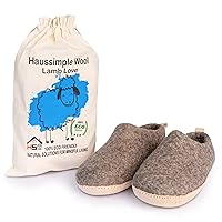 Wool Indoor Slippers Unisex Cozy House Shoes for Men Women Natural Sheep Felt Bedroom Warm Slip-On Soft Comfy Sheepskin Loafers Lightweight Footwear