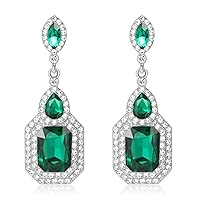 Vintage Rhinestone Dangle Statement Earrings Colorful Long Crystal Dangling Drop Earring for Women Formal Wedding Prom