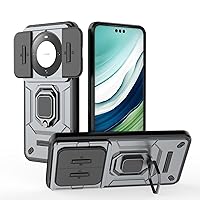 Case For Honor X9B,Military Slide Lens Camera Protection [Built-in Kickstand] Magnetic Metal Ring Holder Heavy Duty TPU+PC Shockproof Phone Case For Honor Magic 6 Lite/Honor X9B/X50 5G (Gray)
