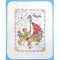 Tobin Sail Away Stamped for Cross Stitch Baby Quilt Kit, 34