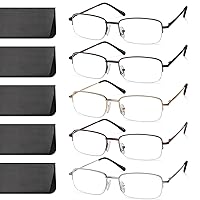 NOVIVON 5 Pack Reading Glasses for Men, Metal Blue Light Blocking Readers with Spring Hinges, Anti Eye Strain Eyeglasses (Gunmetal*2, Gold, Silver, Brown, 1.0)