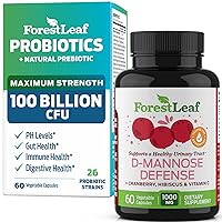 ForestLeaf 100B Probiotic 100 Billion CFU with Organic Prebiotics, D-Mannose with Cranberry - Pre and Probiotics for Women Digestive Health, pH Balance, & Vaginal Health - Probiotics and Prebiotics