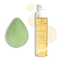 Julep Vitamin E Hydrating Cleansing Oil and Makeup Remover - Face Wash for Normal to Dry Sensitive Skin - 3.5 Fl Oz - Rosehip and Olive Oil Face Cleanser + Konjac Green Tea Sponge