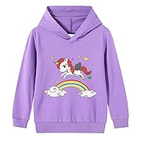 Little Big Youth Girls Cotton Sweatshirt Pullover Hoodie Tops with Cartoon Horse Print for Girls Autumn Clothes