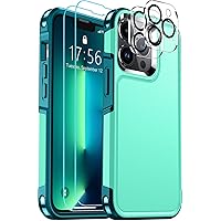 SPIDERCASE Designed for iPhone 13 Pro Max Case,with 2 Pack [Tempered Glass Screen Protector + Camera Lens Protector][10 FT Military Dropproof] Rugged Heavy Duty Full-Body Protection, Light Green