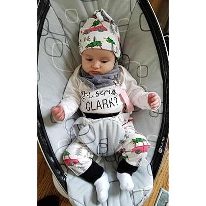 YOUNGER STAR Family Christmas Newborn Baby Xmas Car Romper Pants+Xmas Hat Coming Home Outfits Set