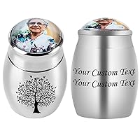 Bivei Small Urns for Human Ashes, Personalized Custom Photo &Text Keepsake Urn for Men & Women Mini Urns for Adults