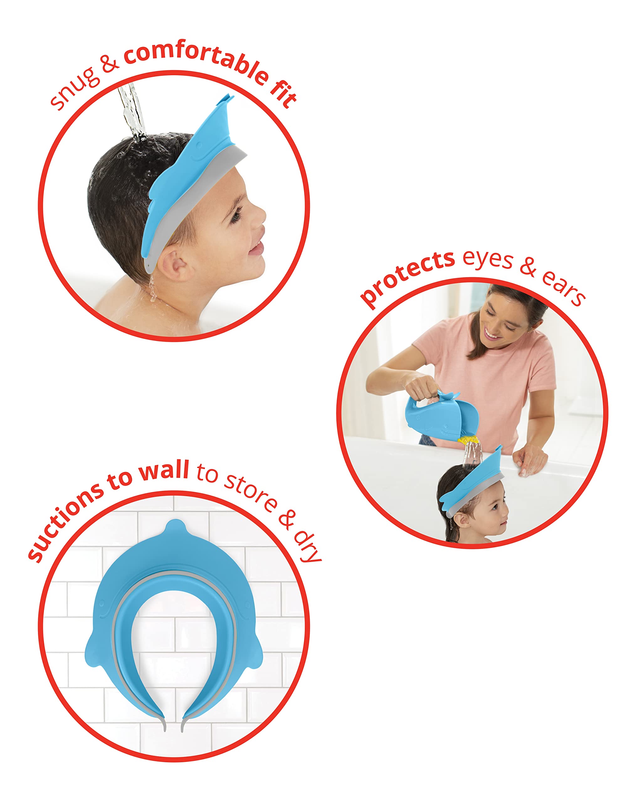 Skip Hop Baby Shower Cap Shield, Moby Bath Visor for Kids, Blue