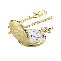 Vintage Pocket Watch Steel Men Watch with Chain for Fathers Day Xmas Present Daily Use