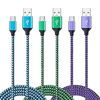 Micro USB Cable, FiveBox 3Pack 6ft Android Charging Cable Fast Nylon Braided Micro USB Charger Phone Cord Compatible Samsung Galaxy J3 J7 A6 S6 S7 Edge, LG Stylo 2/3 G3 G4 K30 K20 Plus, Android Tablet