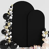 Wokceer Wedding Arch Cover 7.2FT, 6FT Spandex Fitted Wedding Arch Stand Covers 2 Set Round Top Chiara Arch Backdrop Stands Cover for Birthday Party Ceremony Banquet Decoration Black