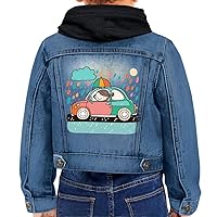 Rain Design Toddler Hooded Denim Jacket - Colorful Jean Jacket - Graphic Denim Jacket for Kids