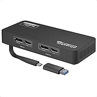 Plugable 4K DisplayPort and HDMI Dual Monitor Adapter for USB 3.0 and USB-C, Compatible with Windows