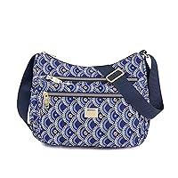 Oichy Crossbody Bags for Women Nylon Floral Shoulder Bag Multi-Pocket Purses and Handbags Waterproof Messenger Bags