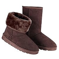 Women Snow Boots Ladies Waterproof Mid-Calf Boots Winter Boots Faux Suede Warm Lining Shoes for Cold Winter Weather