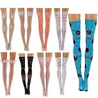 Fashion 5 Pair/Set Handmade Lace Stockings Long Sock Legging Casual Wear Accessories Dress Clothes for Barbie Doll Baby DIY Toy
