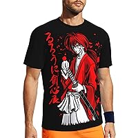 Anime Rurouni Kenshin T Shirt Mens Summer Round Neck Clothes Casual Short Sleeves Tee