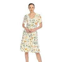 Women's Floral Short Sleeve Knee Length Tiered Dress