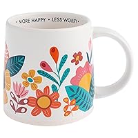 Karma, 14 oz Shelly Mug - Cute Coffee and Tea Mug - Ceramic Coffee Mugs for Women and Men, More Happy