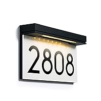 Address Plaques for House Solar Powered, House Number for Outside, LED Address Sign Outdoor Waterproof 3000K Warm White