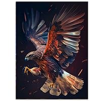 YWZKCC Animal Wall Art Decor, Handsome eagle Modern Colorful Canvas Prints Paintings for Bathroom Living Room Home Decoration 12x18 Inch Frameless