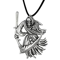 Sterling Silver 925 Big Heavy Oxidized Grim Reaper Charm Pendant Made in USA