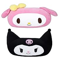 Anime My Melody Kuromi Car Neck Pillow 2 PCS Plush Auto Head Neck Rest Cushion for Chairs, Recliners, Driving Seats