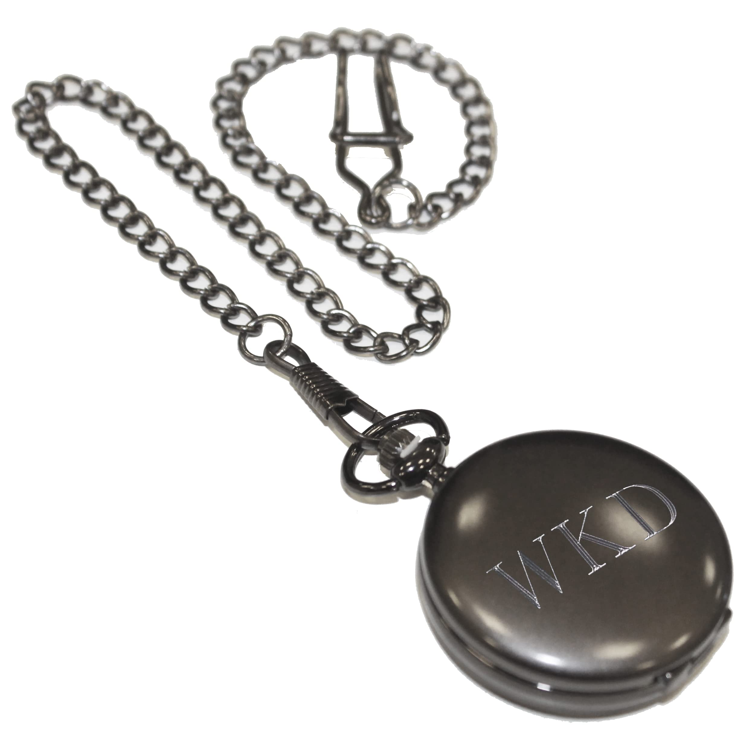 My Personal Memories, Personalized Gunmetal Quartz Pocket Watch with Chain - Groomsmen Wedding Party - Engraved