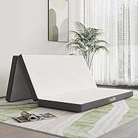 Novilla Folding Mattress Queen, 4 inch Memory Foam Tri Fold Mattress, Folding Mattress with Non Slip Bottom, Camping Portable Foldable Mattress for Guest,Travel,Breathable Mesh Side,Queen Size