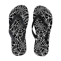 Vantaso Slim Flip Flops for Women White Spider Web on A Black Yoga Mat Thong Sandals Casual Slippers