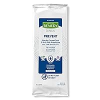 Medline Remedy Clinical 3-in-1 Barrier Cream Cloth, 8 count (32 Packs), 8 x 8 in Adult Wet Wipes, Vanilla Scent, Incontinent Care, Dimethicone, Irritated Skin, Soothing, Nourishing, Gentle