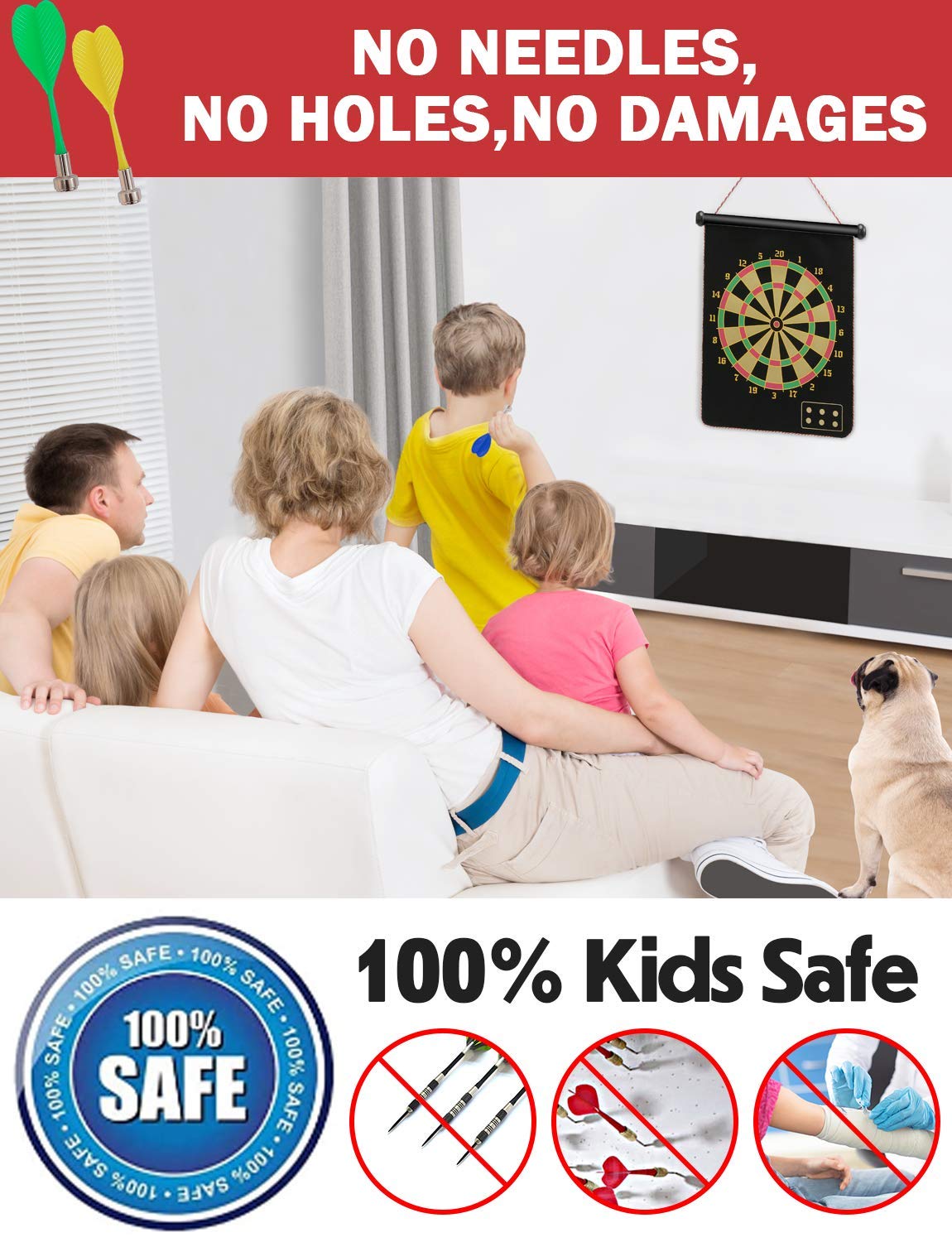 Mua Ranslen Magnetic Dart Board for Kids and Adults, Boy Gifts Toys, Double  Sided Board Games Set, Indoor Outdoor Darts Game with 15pcs Magnetic Darts,  Safety Dartboard Games Kids Fun Toys Gifts