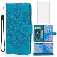 Case for Galaxy Note 10 Case, Samsung Note 10 SM-N970U Wallet Case with Tempered Glass Screen Protector, Leather Flip Credit Card Holder Stand Phone Cover for Samsung Galaxy Note 10 Blue